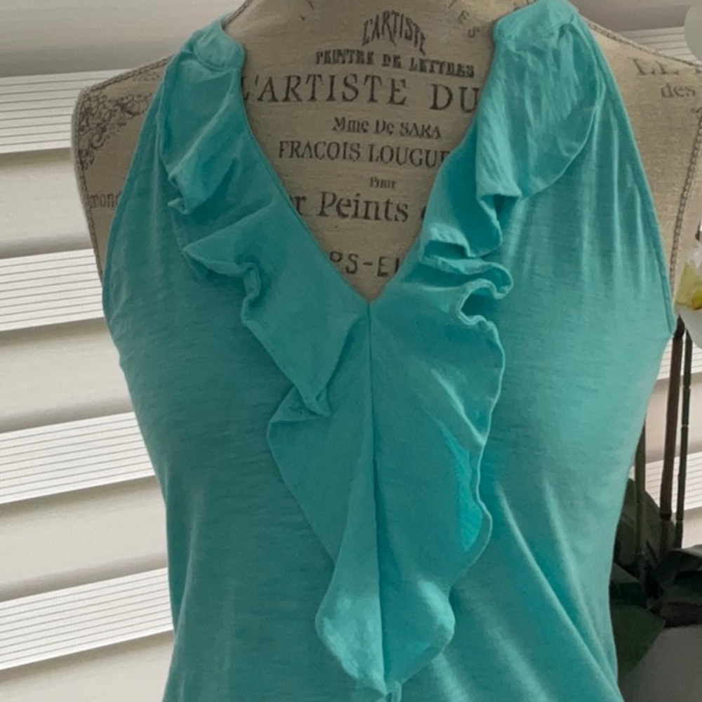 Lilly Pulitzer Turquoise Ruffle Halter Top - Picture 2 of 6